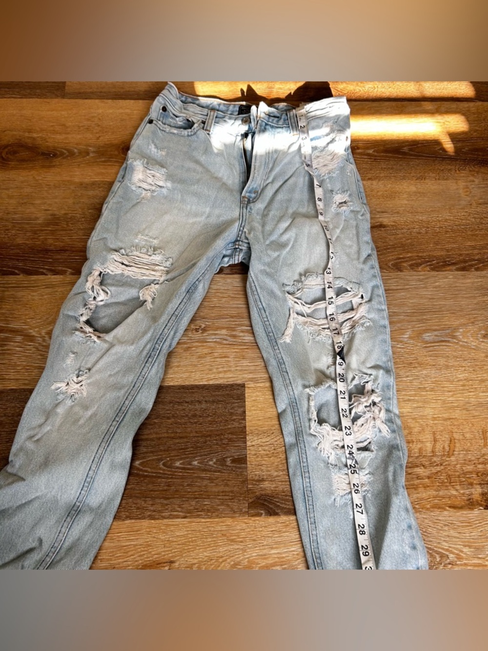 Abercrombie & Fitch Light Blue Distressed Jeans Mom Jeans - Picture 7 of 8